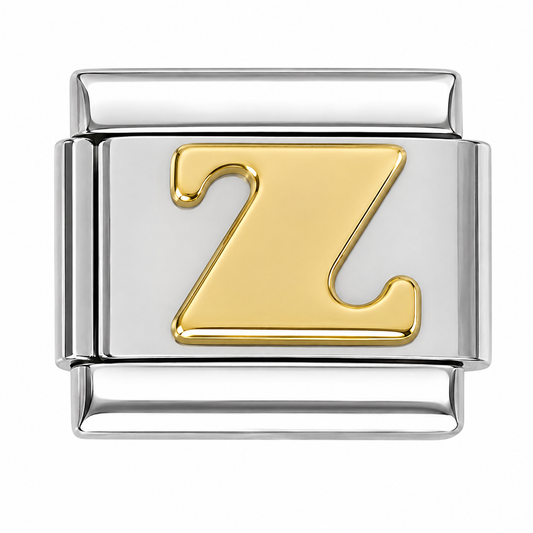 Golden Letter Z Silver Italian Charm