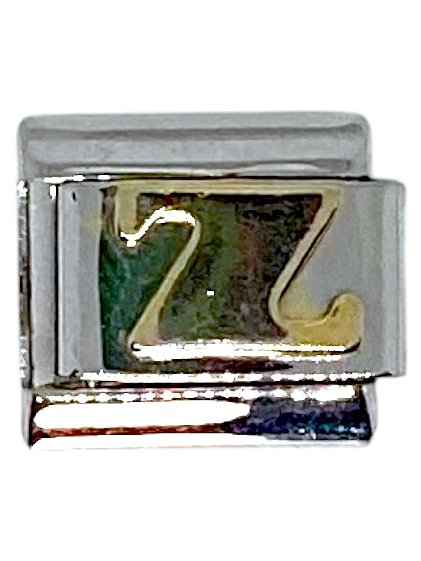 Golden Letter Z Silver Italian Charm