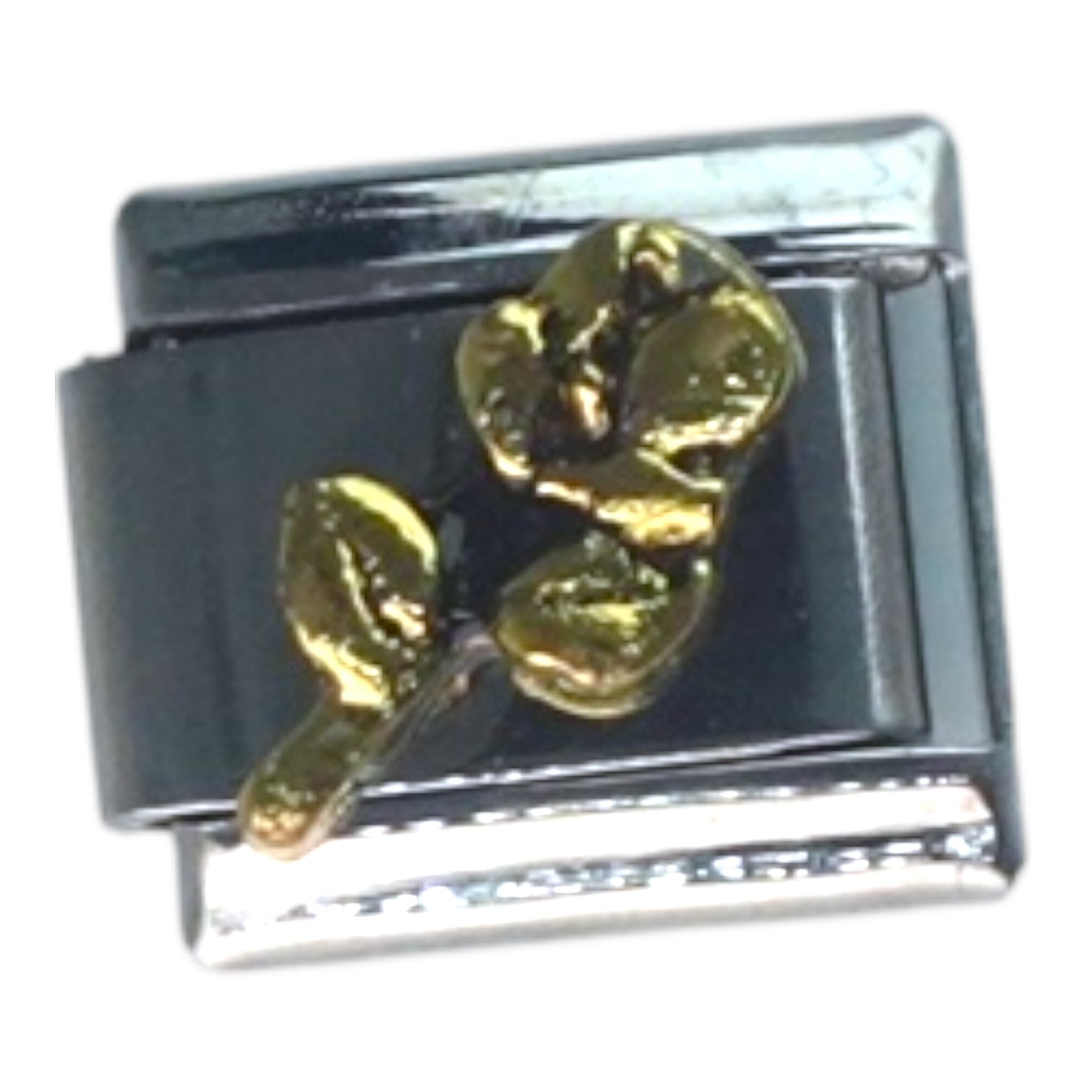 Golden Rose with Leaves Silver Italian Charm