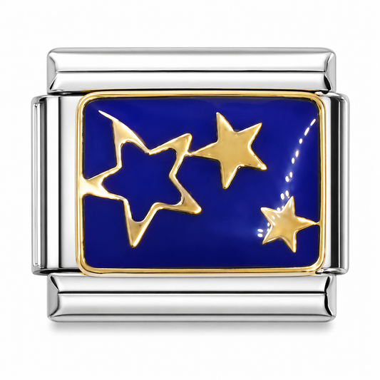 Golden Stars on Blue Background Italian Charm