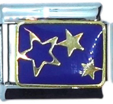 Golden Stars on Blue Background Italian Charm