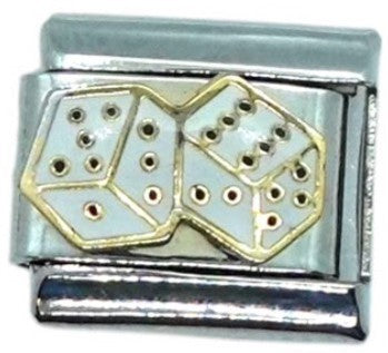 Golden and White Dice Italian Charm