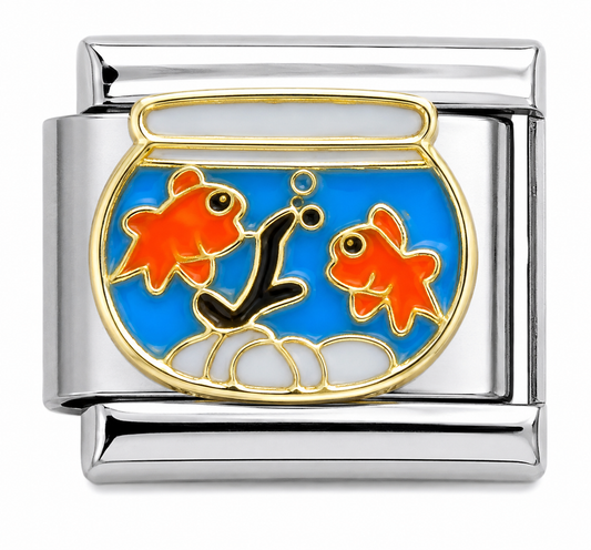 Goldfish in Fishbowl Italian Charm