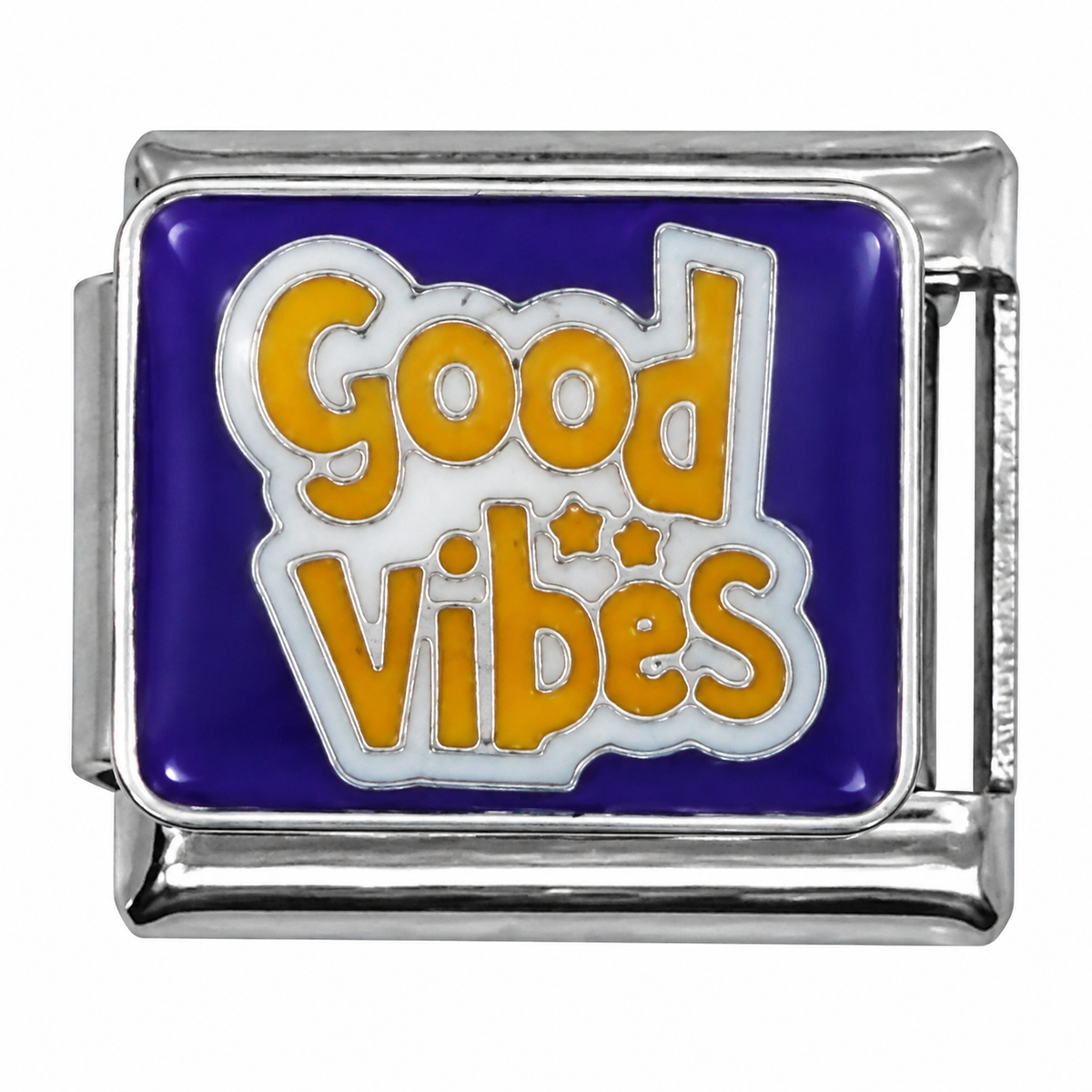 Good Vibes Blue and Yellow Silver Italian Charm