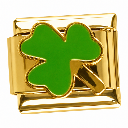 Green Clover Gold Italian Charm