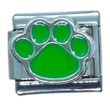 Green Paw Print Italian Charm