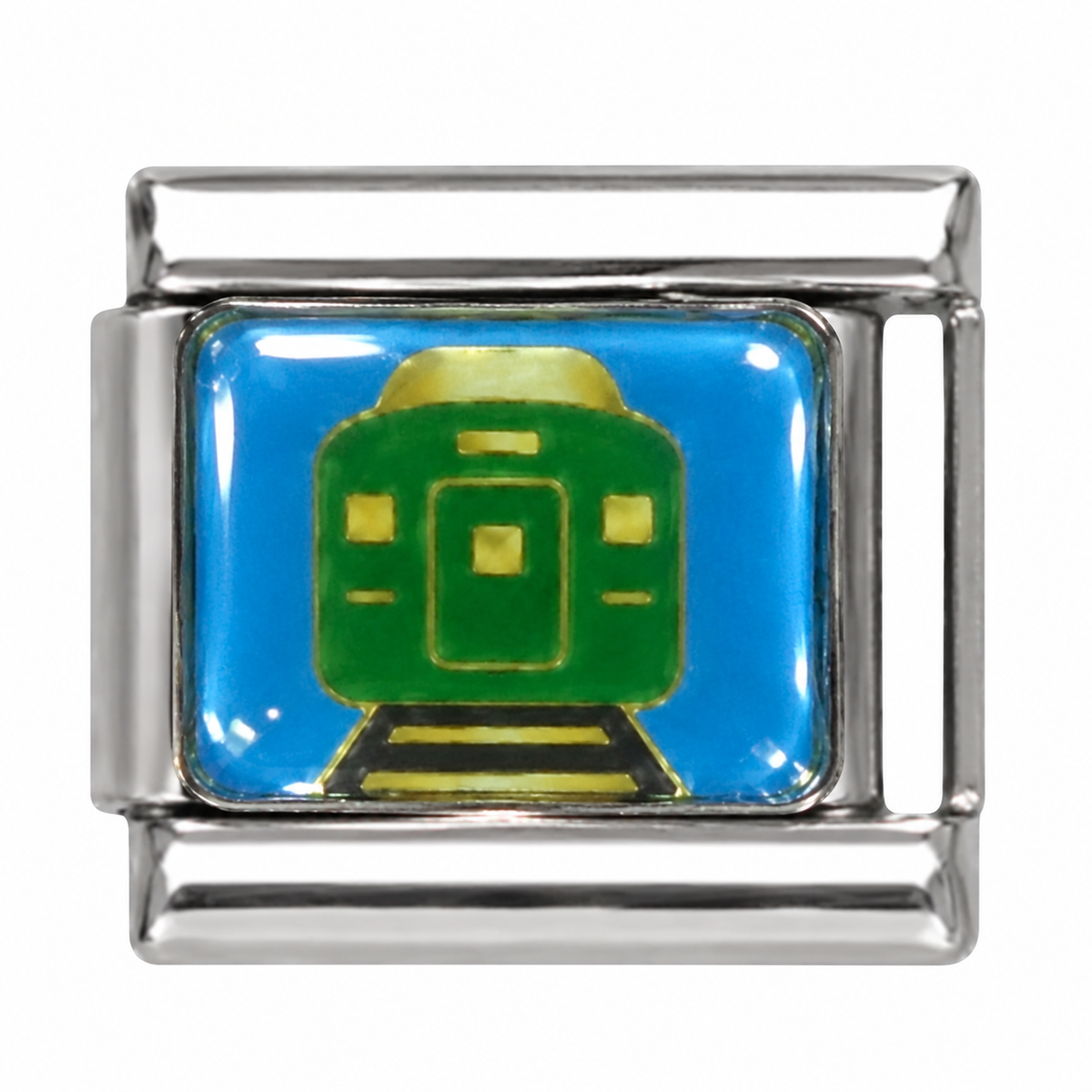 Green Train Silver Italian Charm