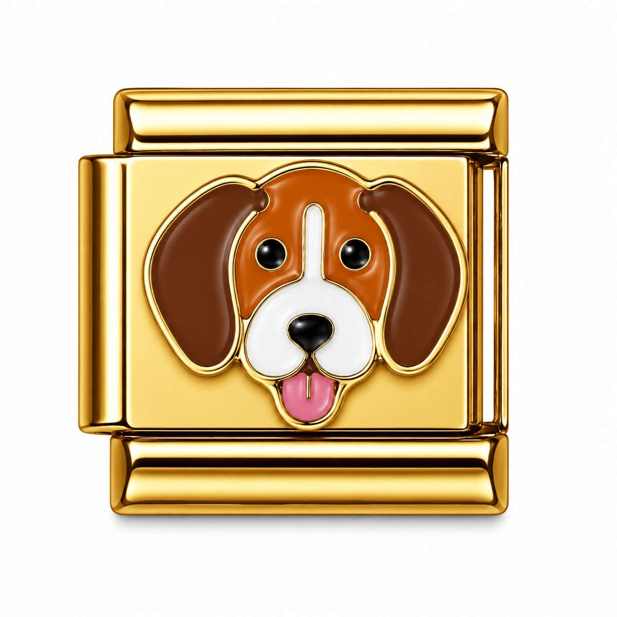 Happy Beagle Face Gold Italian Charm