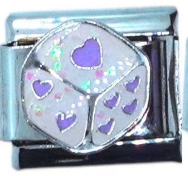 Hearts Dice Italian Charm