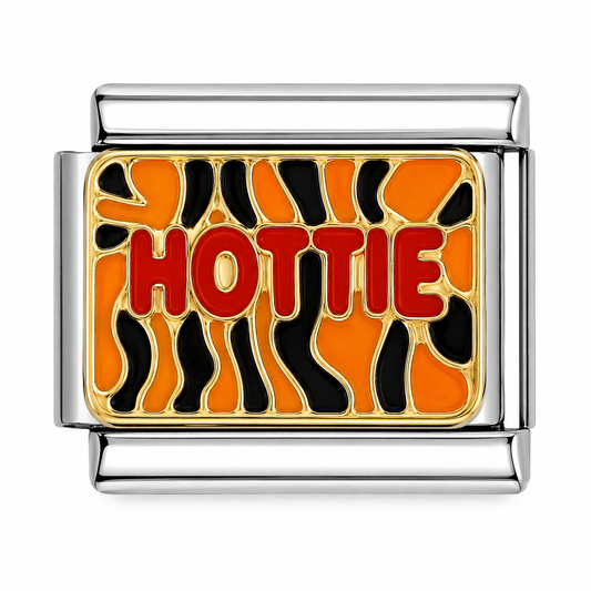 Hottie Tiger Print Silver Italian Charm