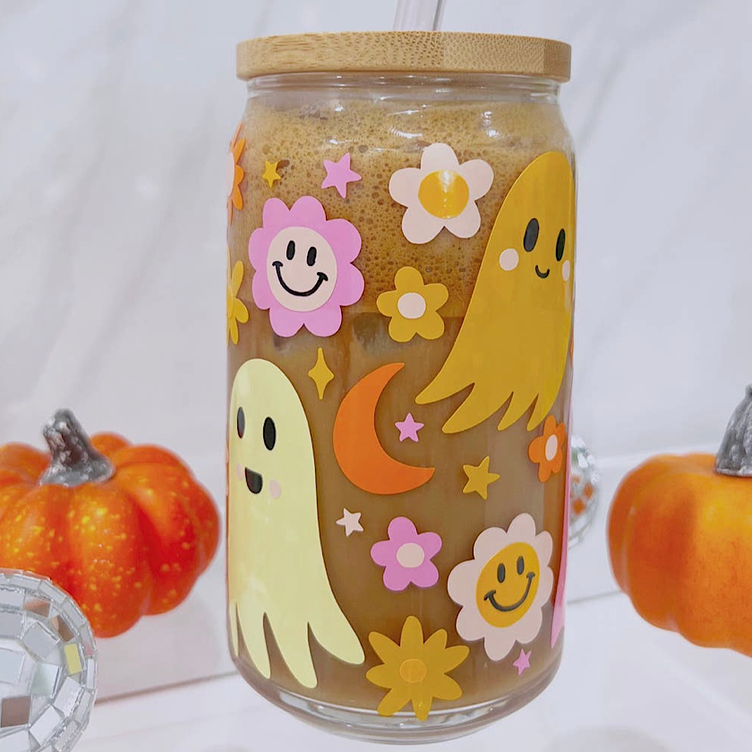 Pastel Preppy Halloween Ice Coffee Cup