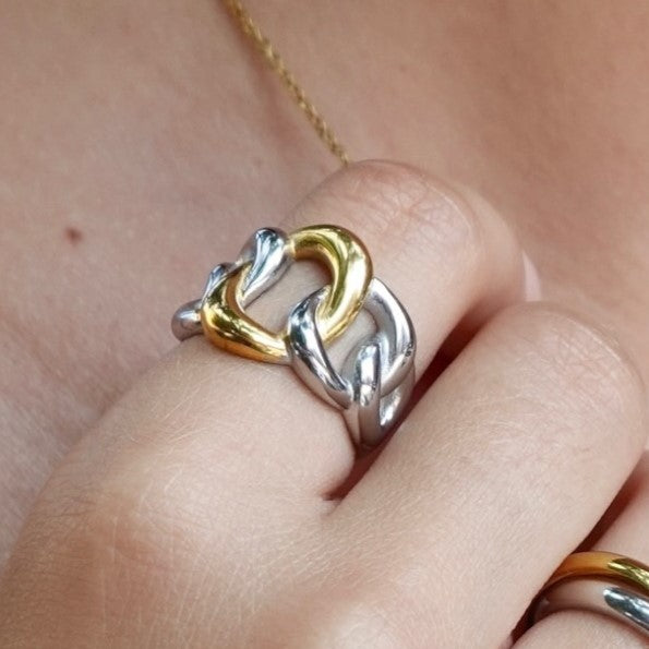 Two-Tone Interlocking Statement Ring