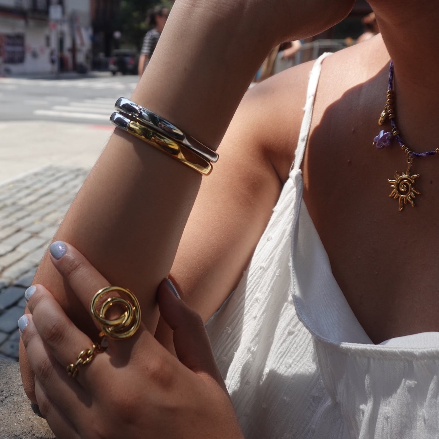Gold Tone Abstract Interlocking Loop Statement Ring