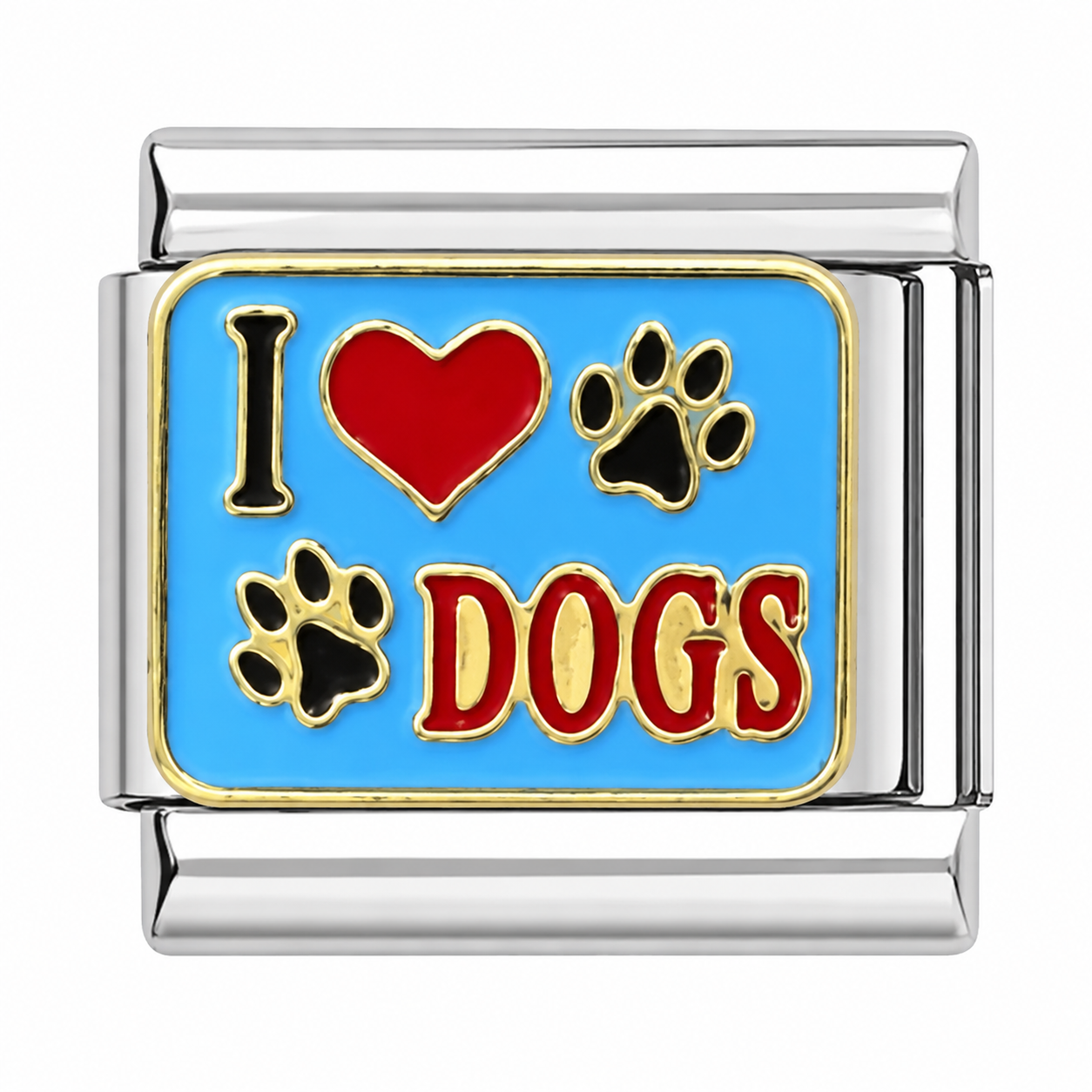 I Love Dogs with Paw Prints Italian Charm