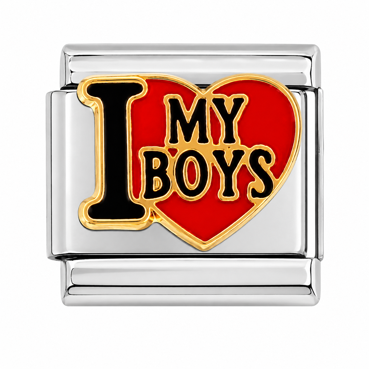 I Love My Boys Heart Silver Italian Charm