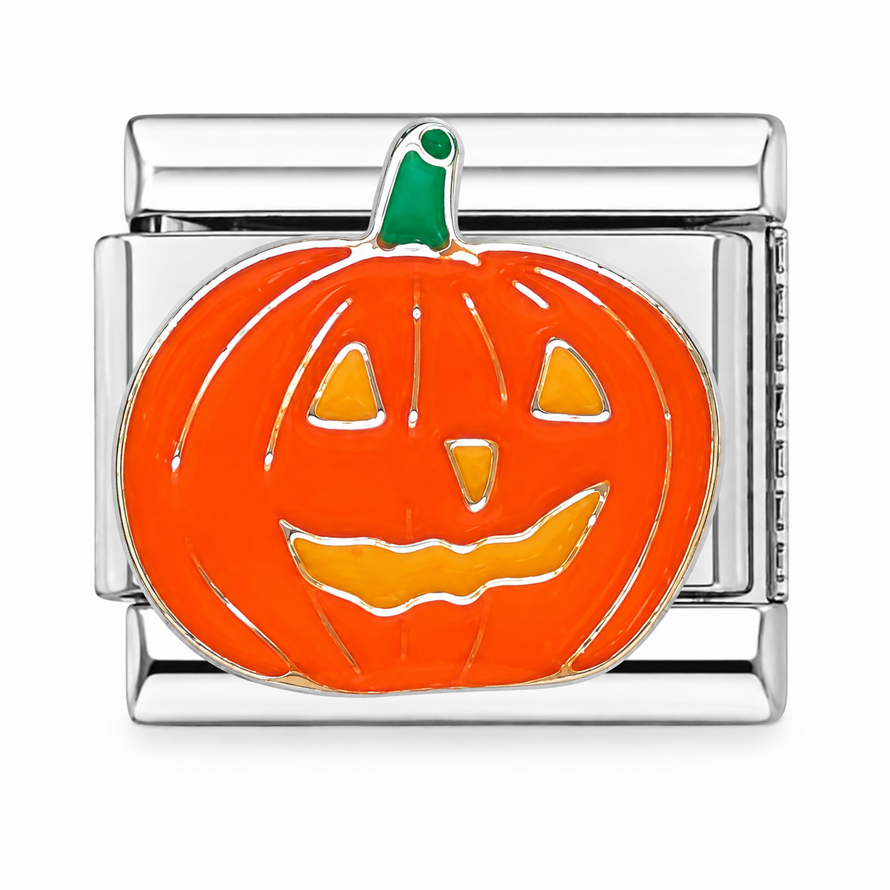 Jack-O’-Lantern Pumpkin Silver Italian Charm