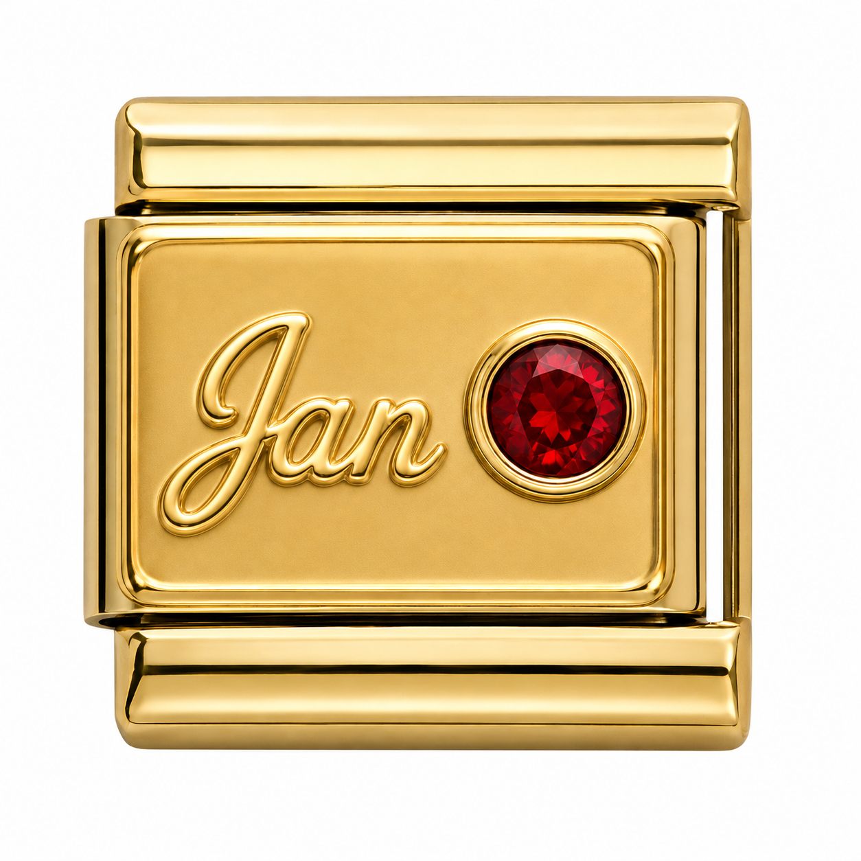 January Birthstone Gold Italian Charm