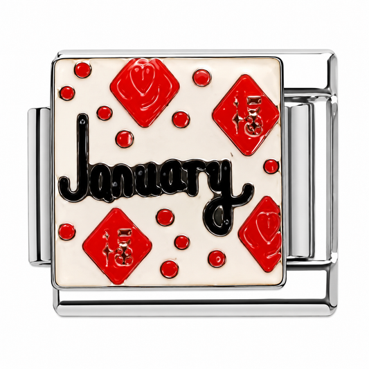 January Birthstone Red Diamond Italian Charm