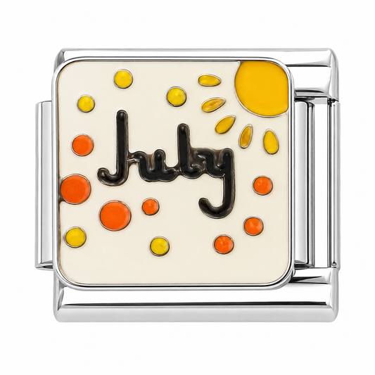 July Silver Italian Charm