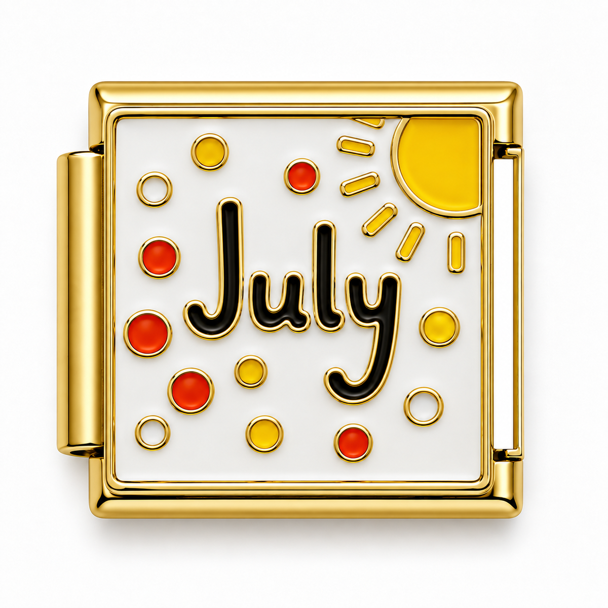 July Sunshine and Polka Dots Gold Italian Charm