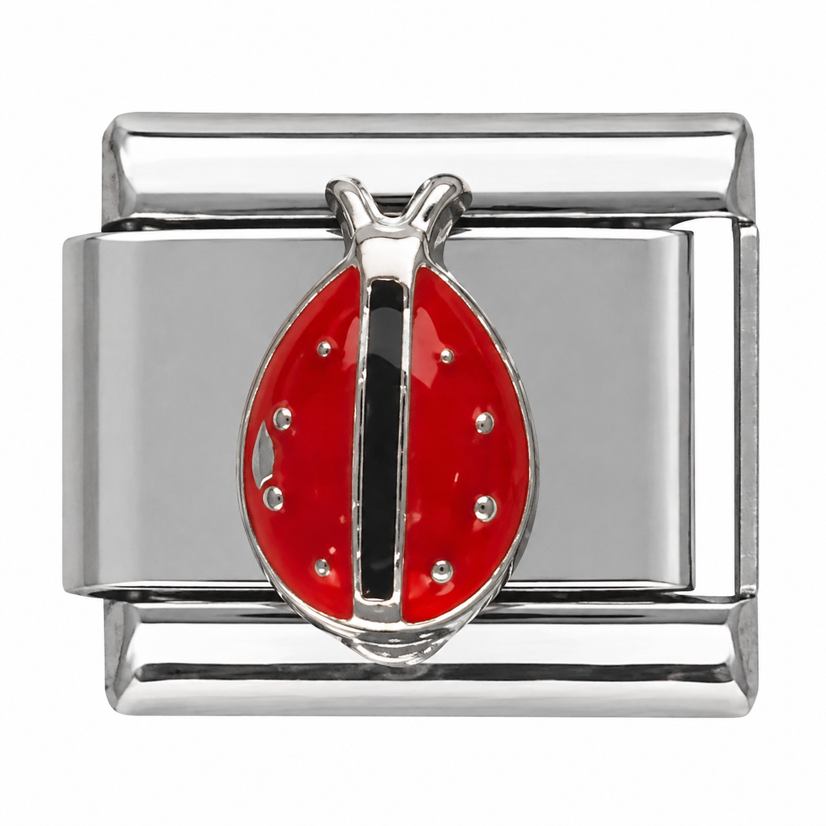 Ladybug Red Silver Italian Charm