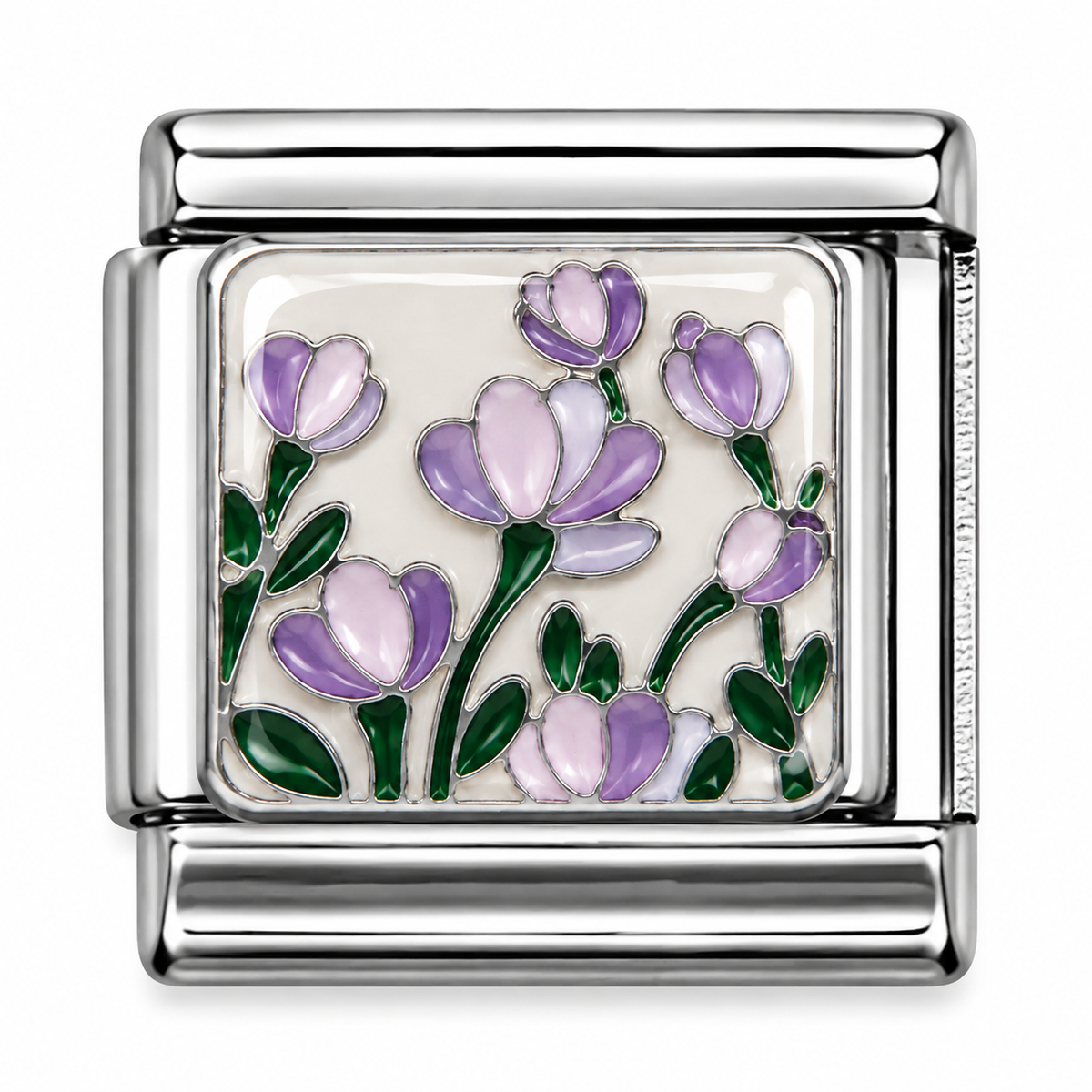 Lavender Tulip Garden Silver Italian Charm