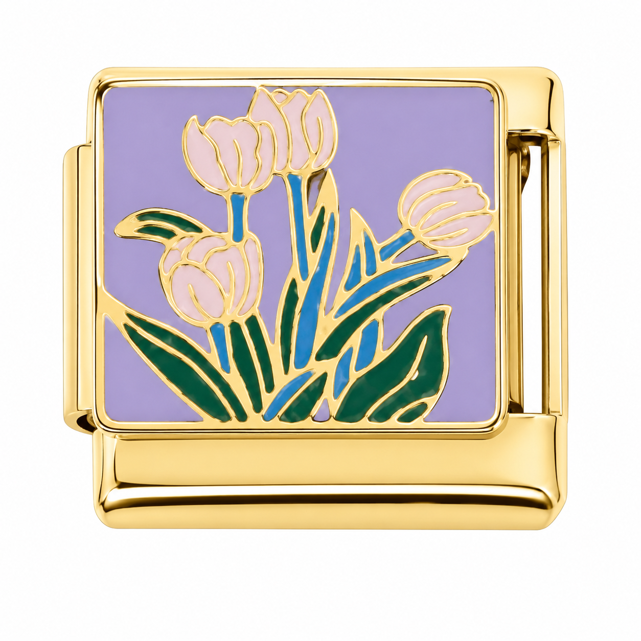 Lavender Tulip Silver Italian Charm
