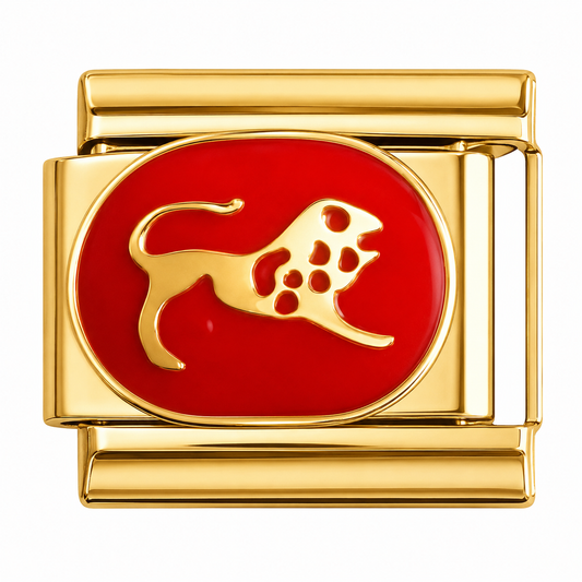 Leo Zodiac Gold & Red Italian Charm