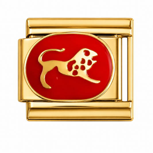Leo Zodiac Gold & Red Italian Charm
