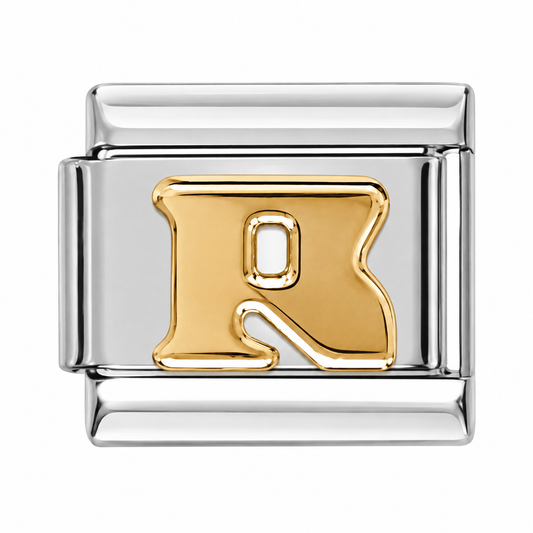 Letter R Gold & Silver Italian Charm
