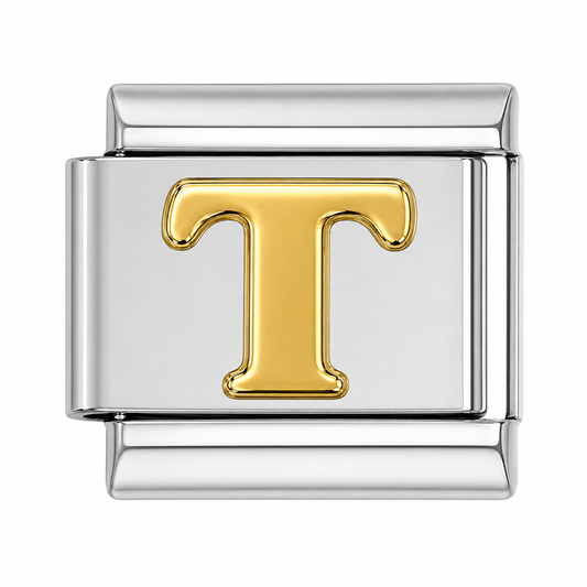 Letter T Silver Italian Charm