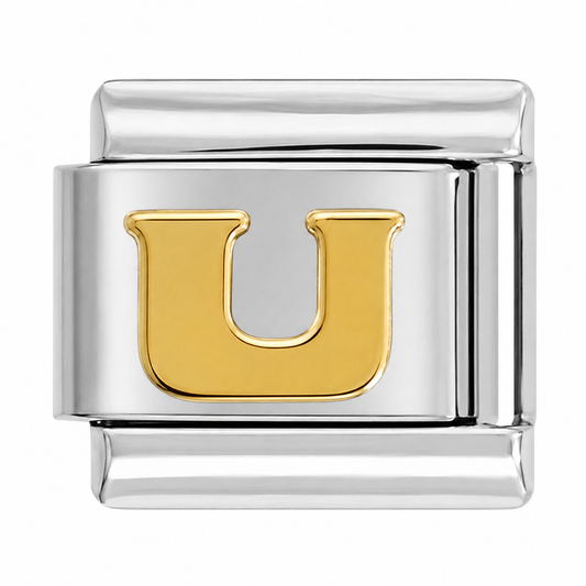 Letter U Silver Italian Charm