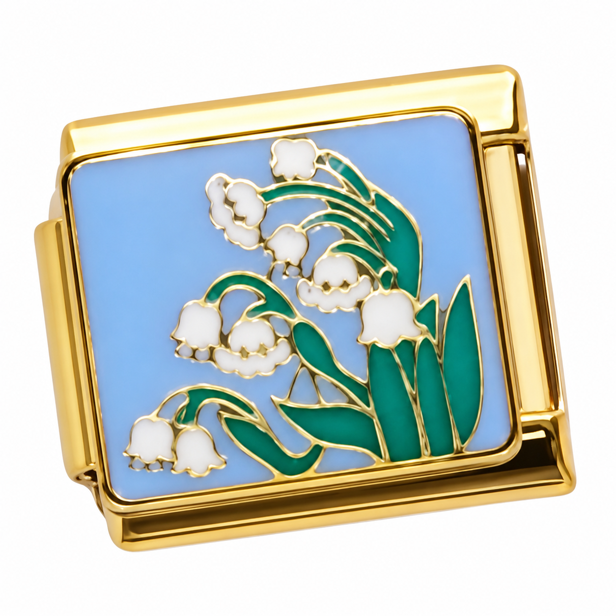 Lily of the Valley Flower Gold Italian Charm