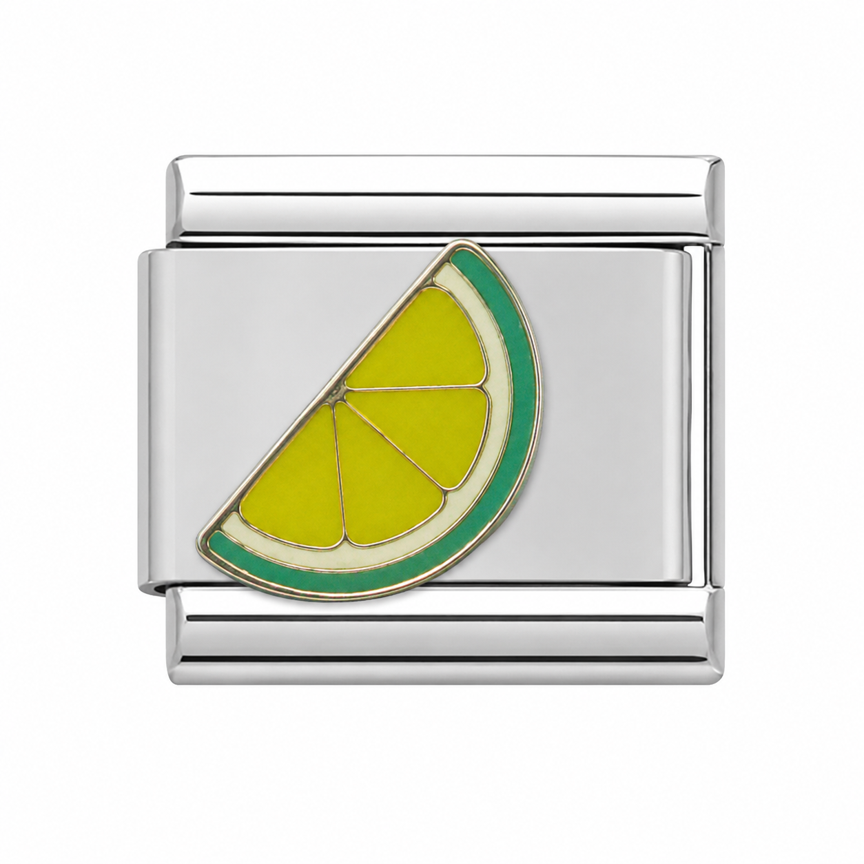 Lime Slice Silver Italian Charm