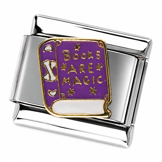 Magic Book Purple Silver Italian Charm
