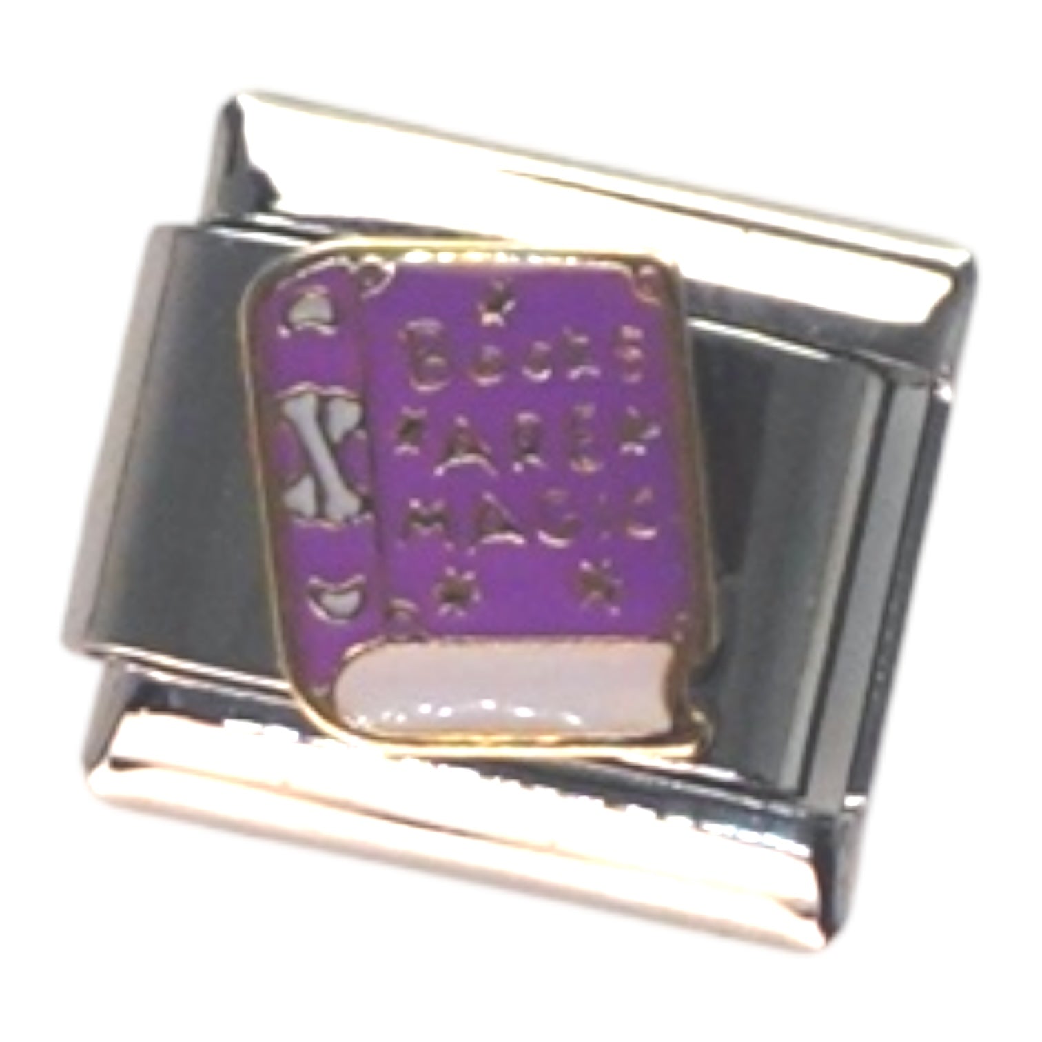 Magic Book Purple Silver Italian Charm