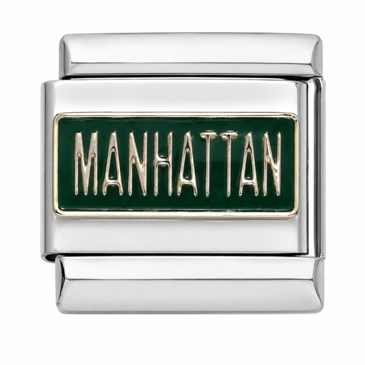 Manhattan Green Silver Italian Charm