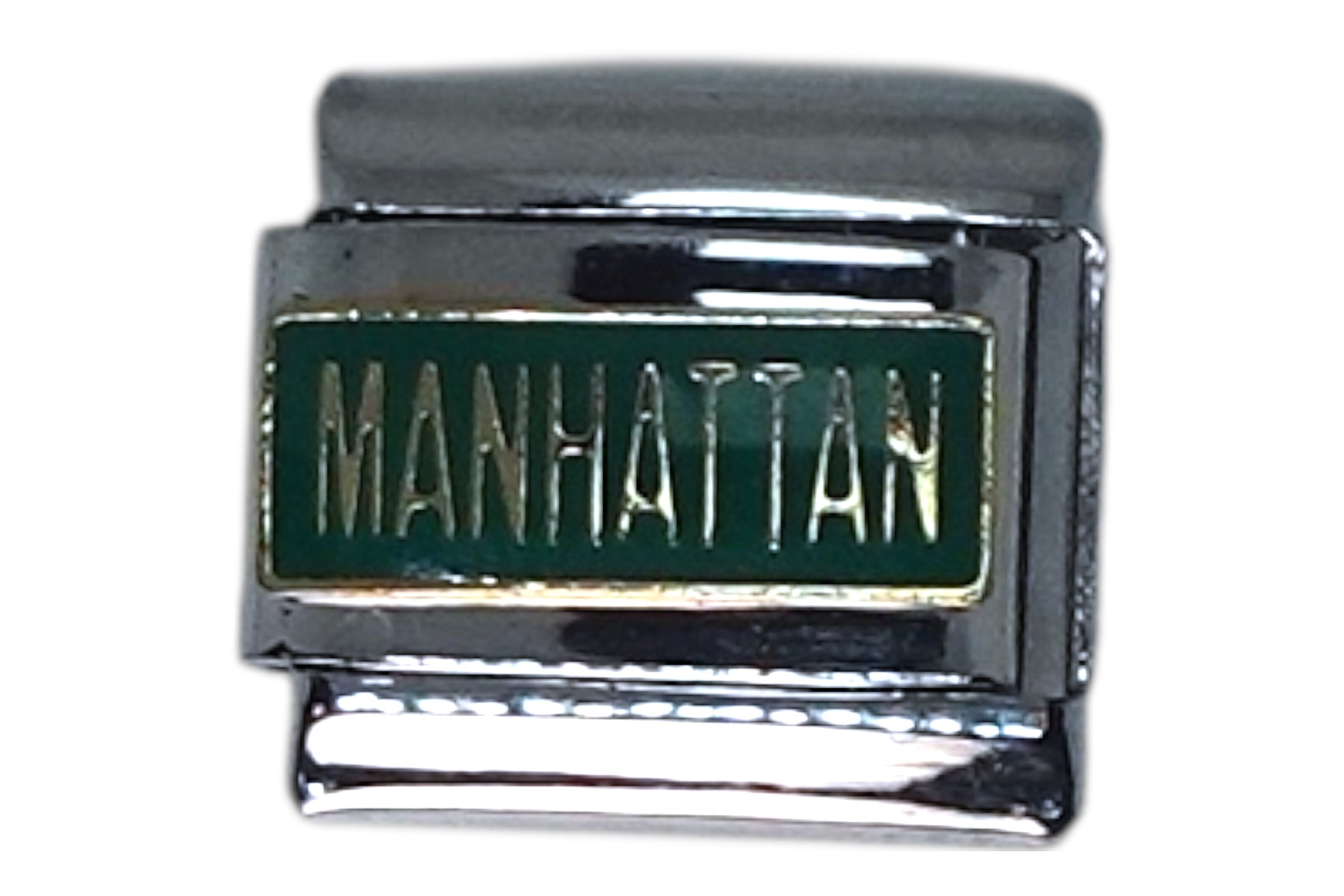 Manhattan Green Silver Italian Charm