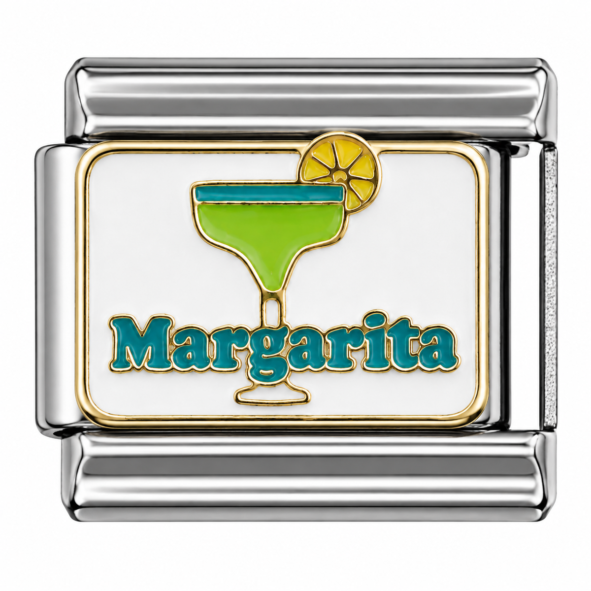 Margarita Cocktail Two-Tone Silver Italian Charm