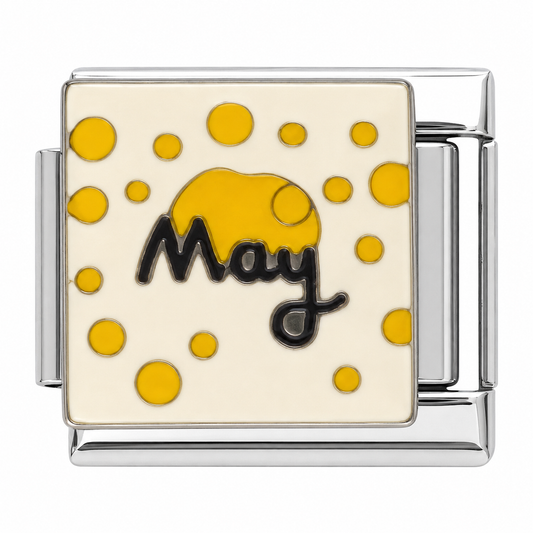 May Silver Italian Charm
