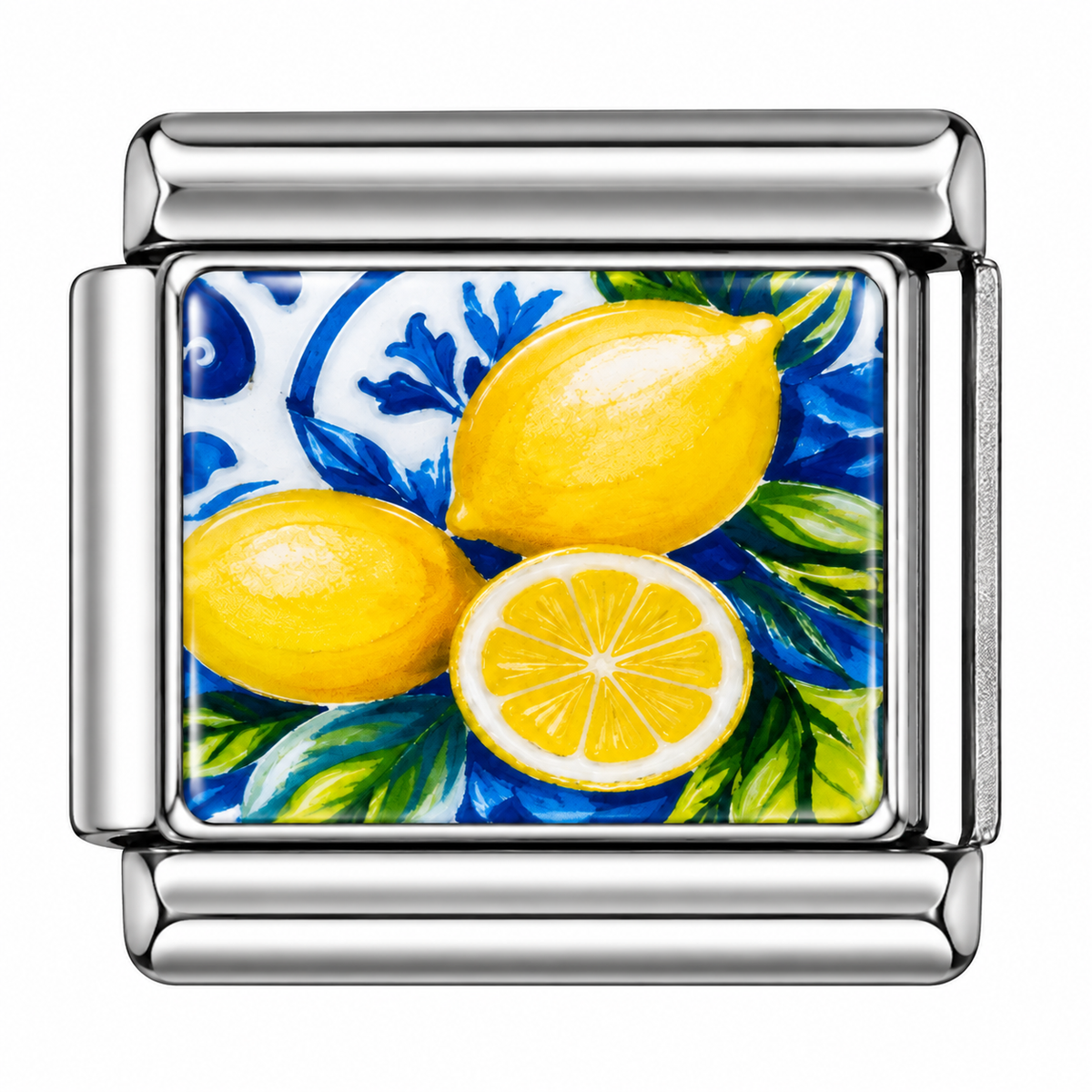 Mediterranean Lemon Garden Silver Italian Charm