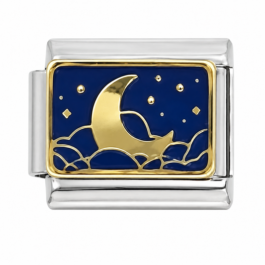 Moon and Stars Silver Italian Charm