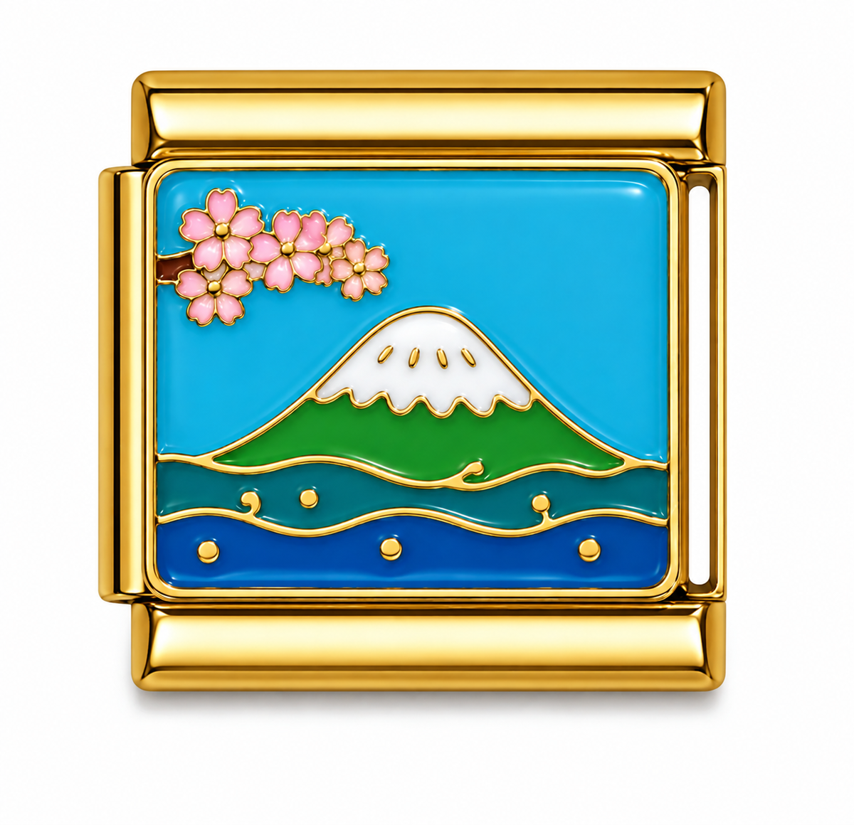 Mount Fuji Cherry Blossom Gold Italian Charm