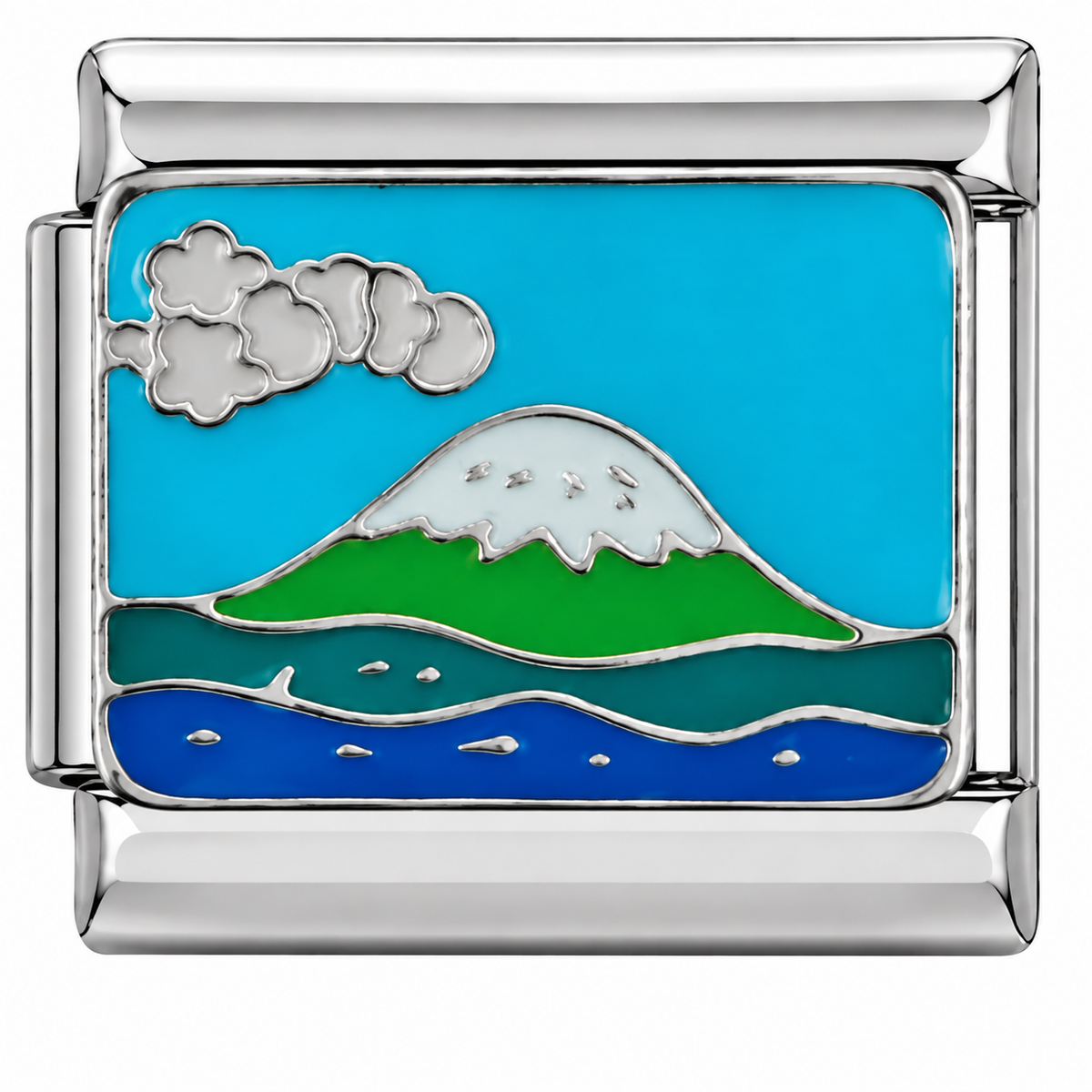 Mount Fuji Landscape Silver Italian Charm