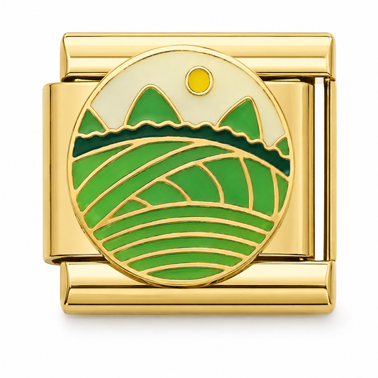 Mountain Sunrise Gold Italian Charm