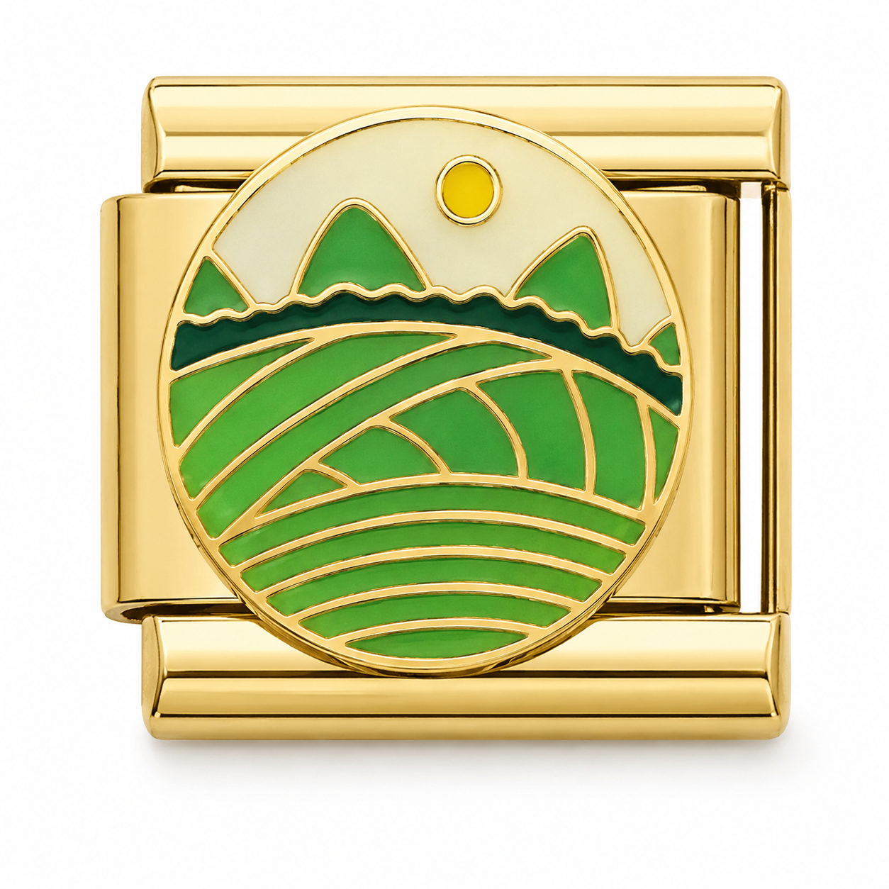 Mountain Sunrise Gold Italian Charm