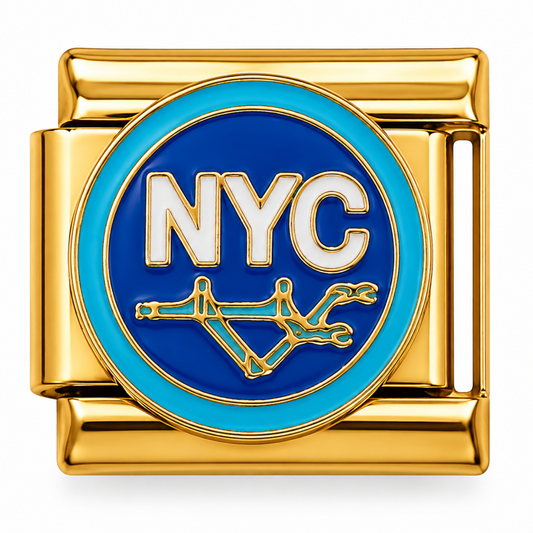 NYC City Map Gold Italian Charm