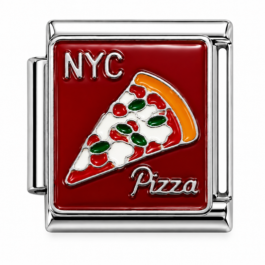 NYC Pizza Silver Italian Charm
