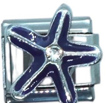 Navy Starfish with Crystal Italian Charm