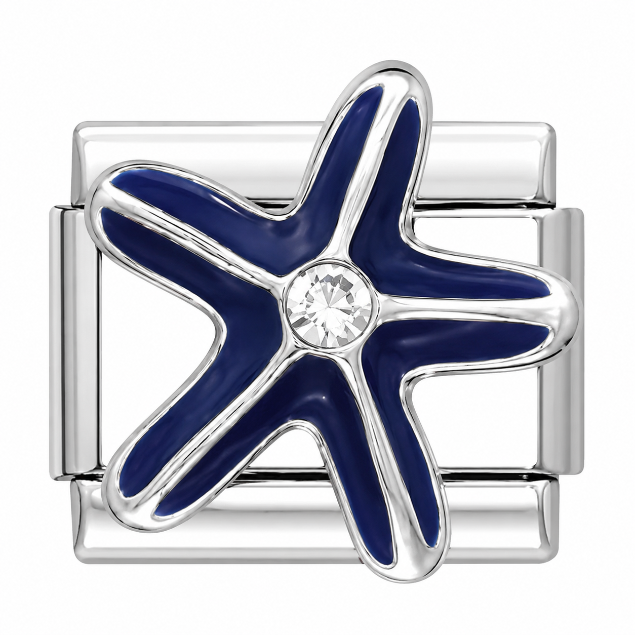 Navy Starfish with Crystal Italian Charm
